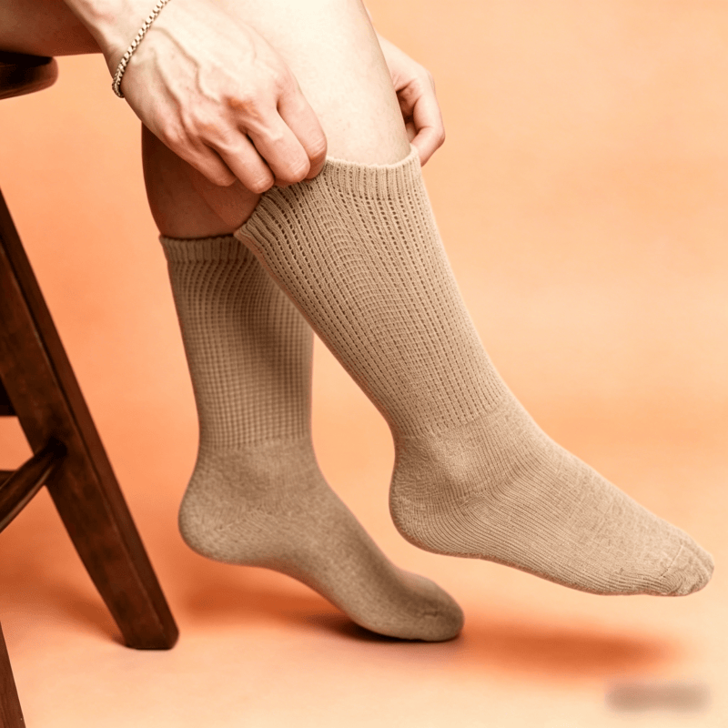 DiaFlow™ Mid-Calf Acupressure Socks for Neuropathy - Khaki Brown