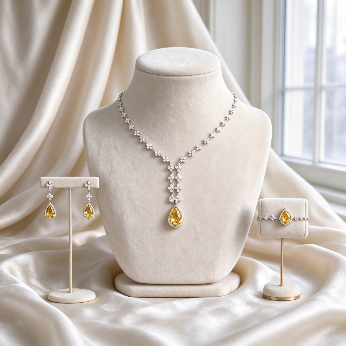 The Magnolia Crystal Parure — Color Variant Yellow