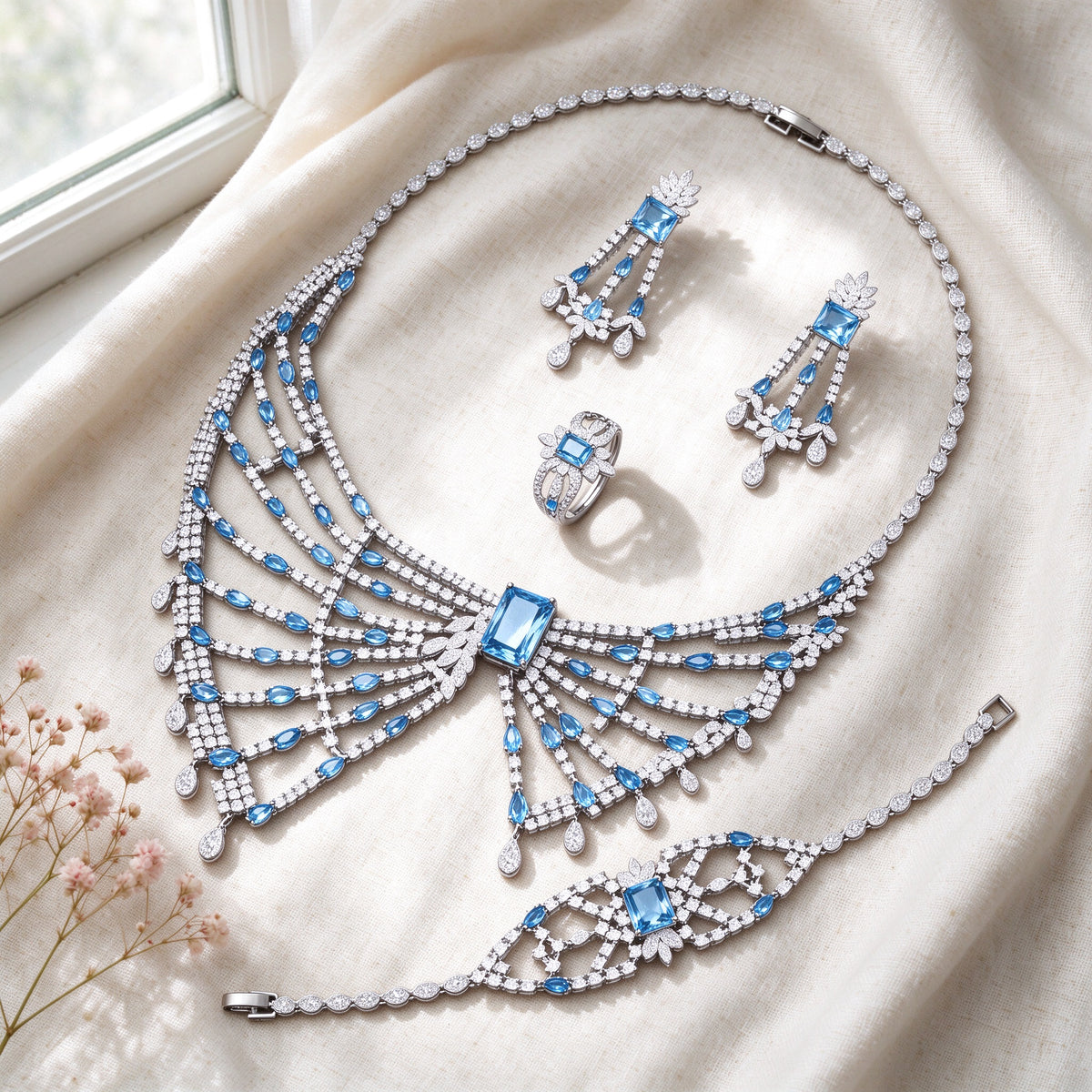 The Equinox Crystal Parure — Color Variant Blue