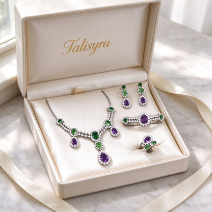 The Crown Crystal Parure presented in an ivory Talisyra gift box