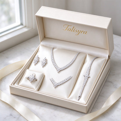 The Coronet Bridal Set presented in an ivory Talisyra gift box