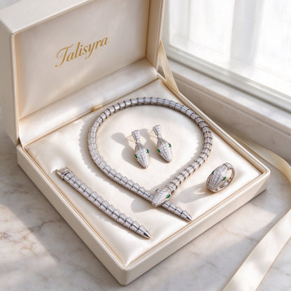 The Lumina Crystal Set presented in an ivory Talisyra gift box