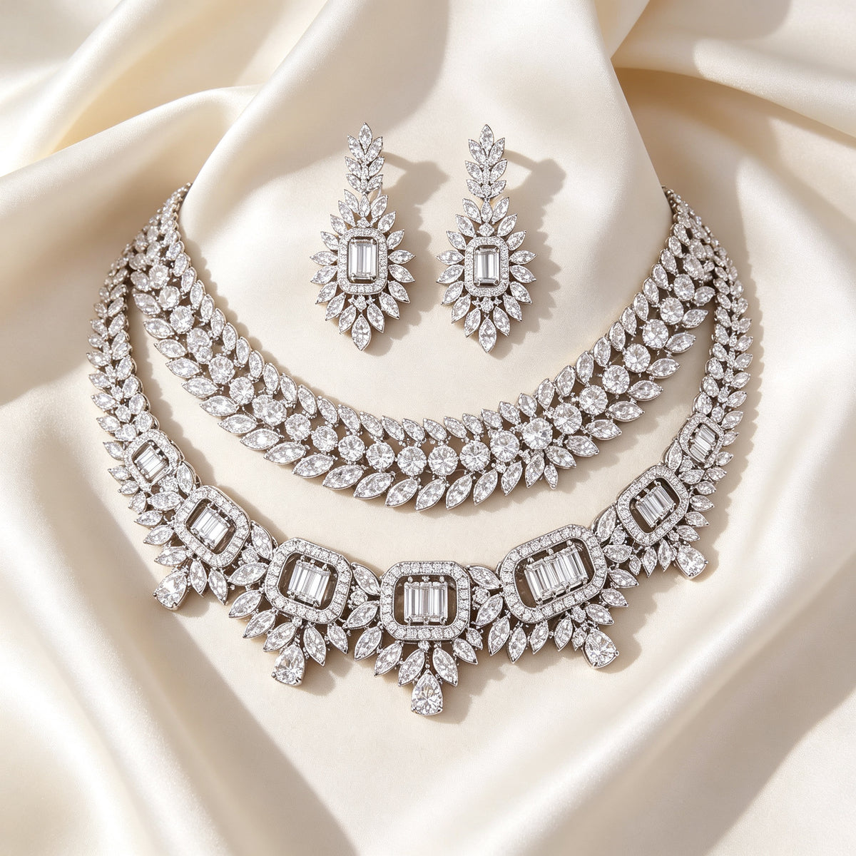 The Reed Crystal Parure — Flat Lay