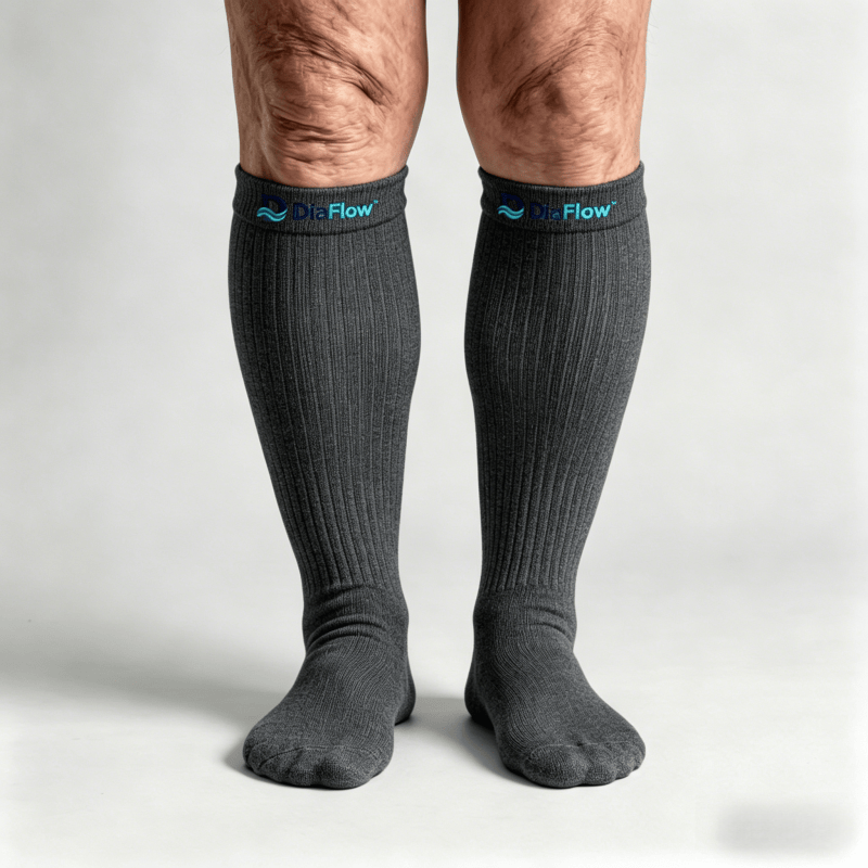 DiaFlow™ Grey Knee-High Socks: Warm Diabetic Comfort
