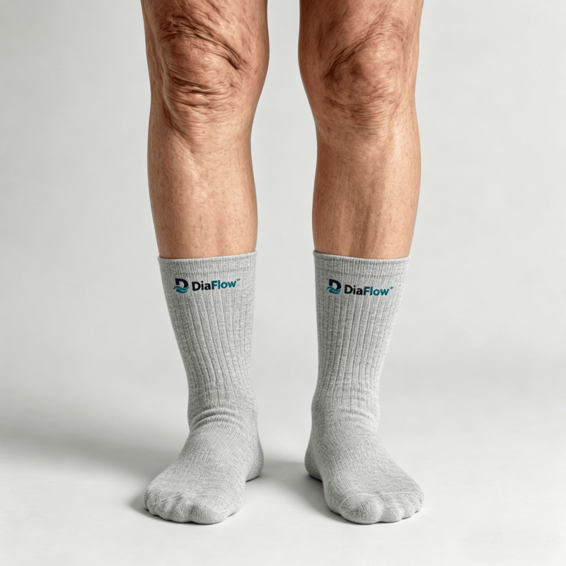 DiaFlow™ Grey Brown Short Socks: High Elasticity, Seamless Fit