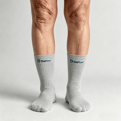 DiaFlow™ Grey Brown Short Socks: High Elasticity, Seamless Fit