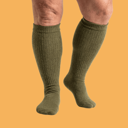 Therapeutic acupressure socks in Olive Green – non-invasive nerve stimulation for peripheral neuropathy pain relief.
