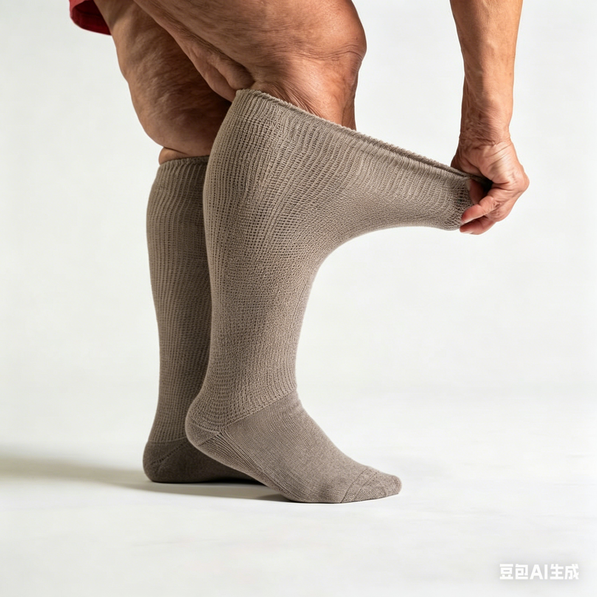 Breathable moisture-wicking charcoal gray diabetic long socks for keeping calves and feet dry

