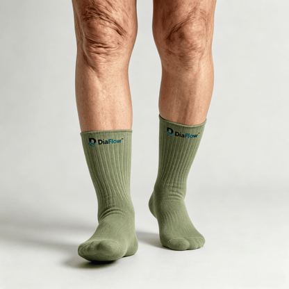 Breathable moisture-wicking olive green diabetic socks for keeping feet dry