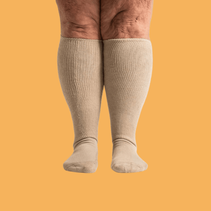 Therapeutic acupressure socks in Beige – non-invasive nerve stimulation for peripheral neuropathy pain relief.
