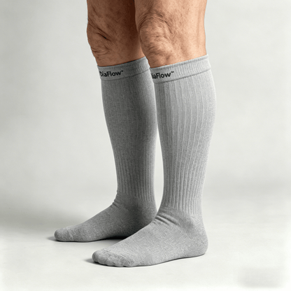 Gray diabetic long socks without tightness, suitable for sensitive or mildly swollen legs