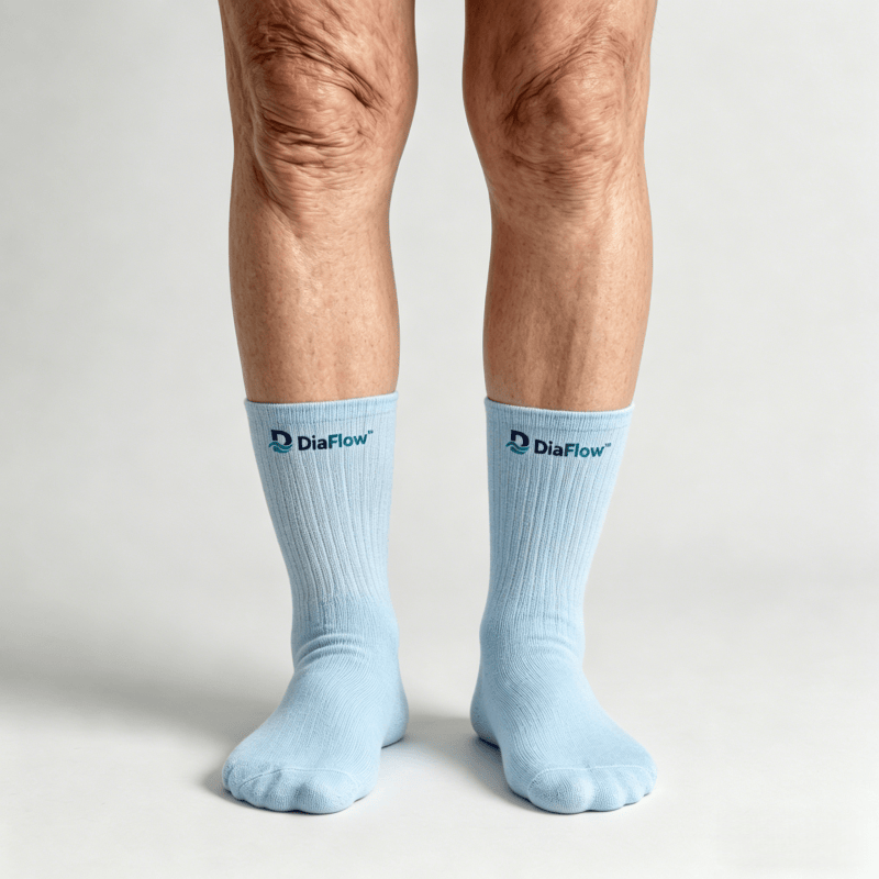 Light blue diabetic socks without tightness, suitable for sensitive feet