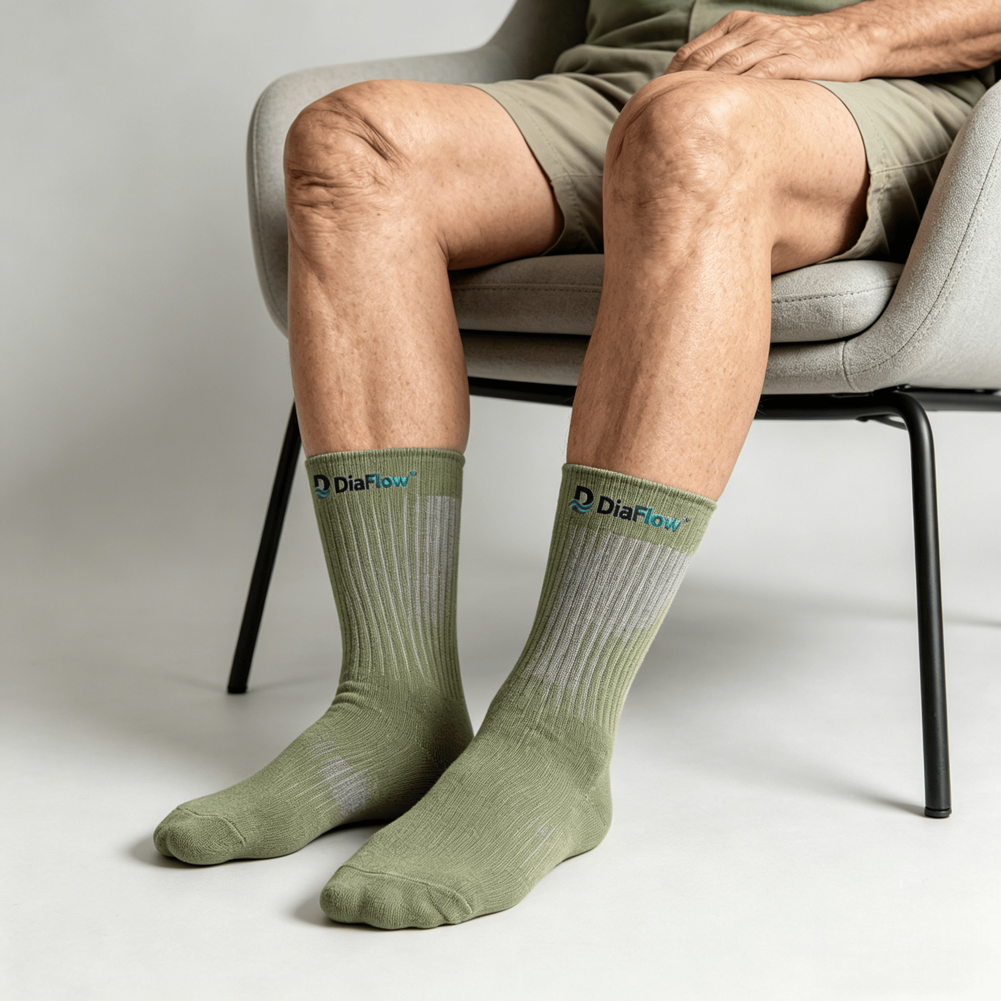 Non-binding olive green diabetic socks for comfortable everyday wear