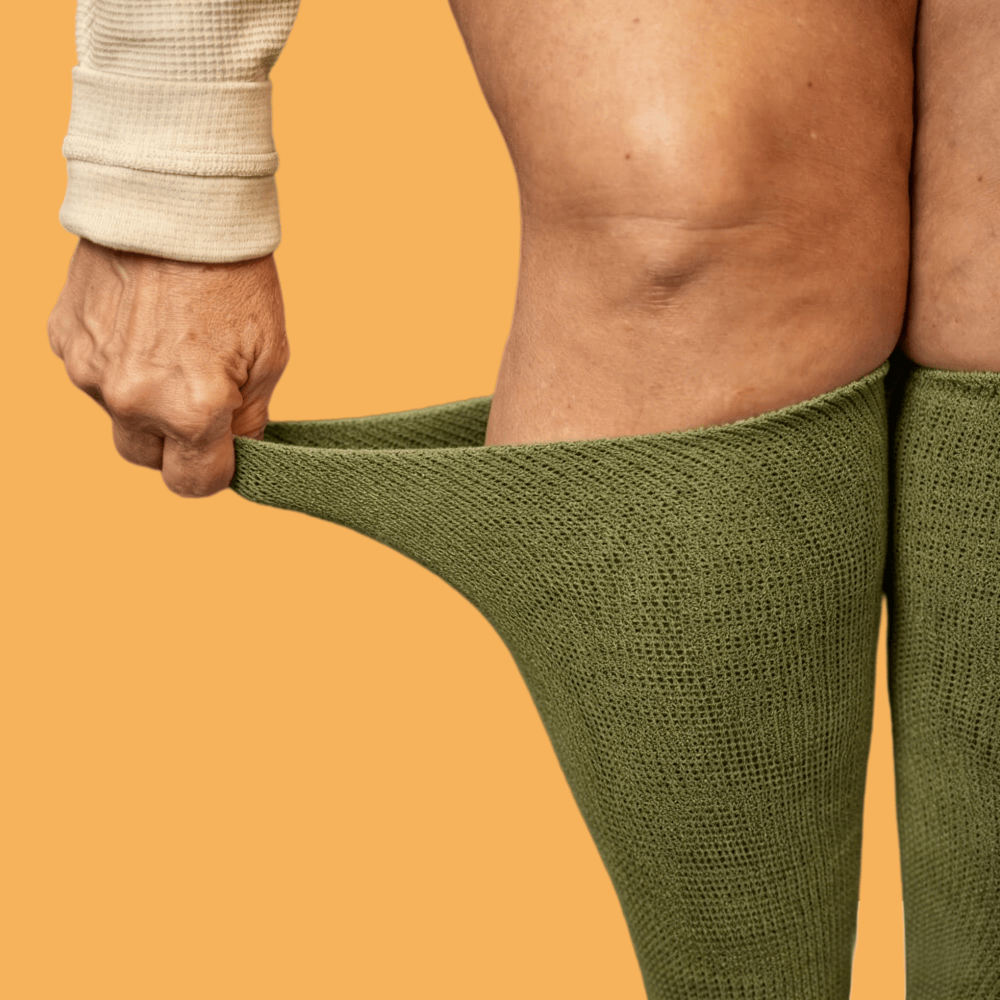 Orthopedic Olive Green compression socks with acupressure points – supports foot health for diabetics and neuropathy patients.