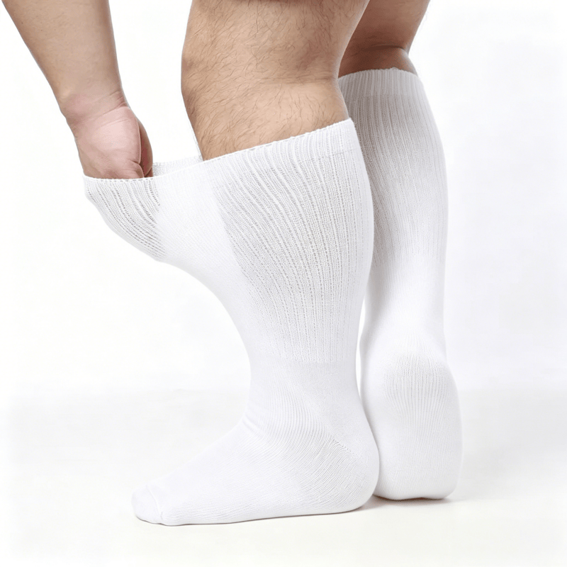 Smooth flat-seam white diabetic socks to reduce friction and irritation on feet
