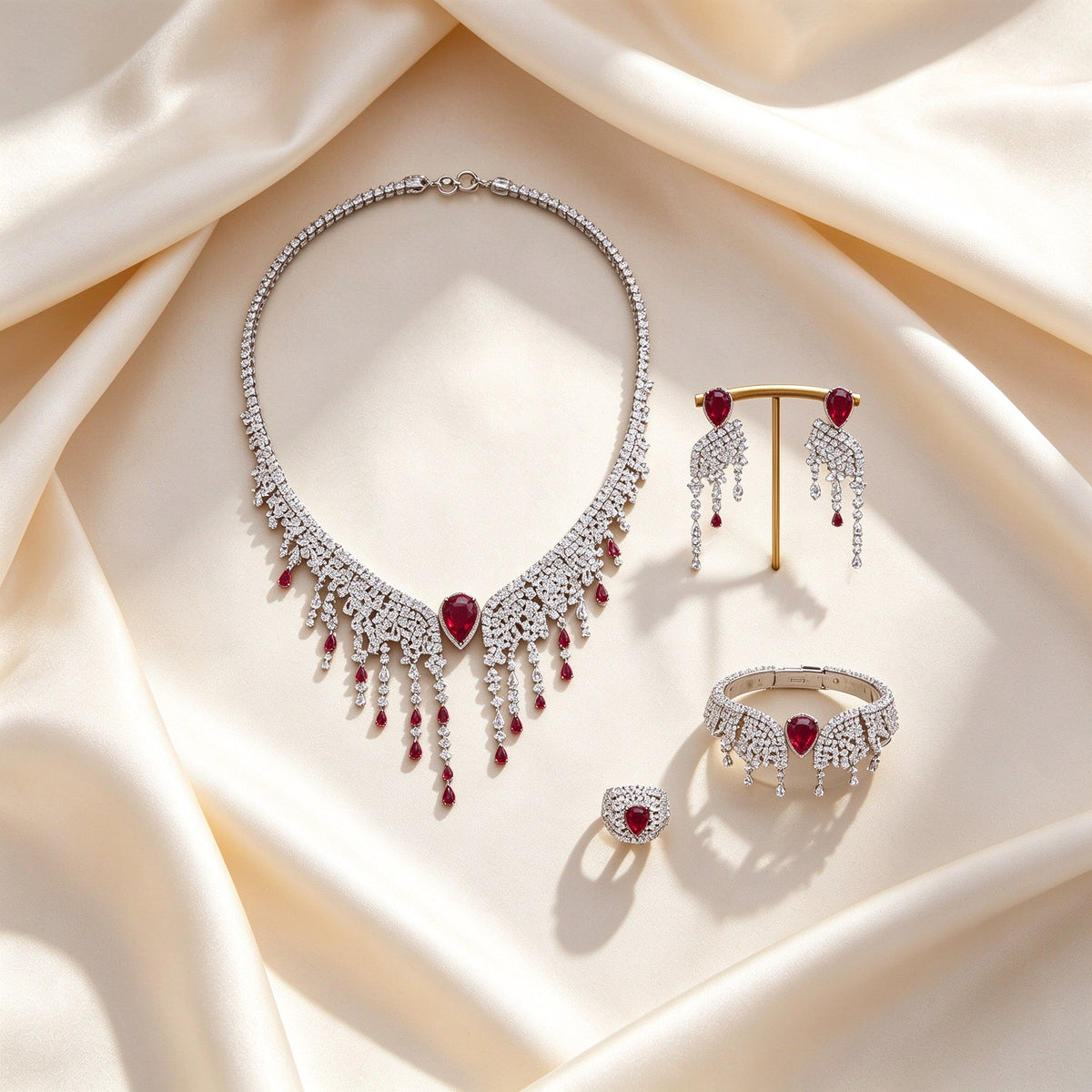 The Genevieve Bridal Set — Color Variant Red