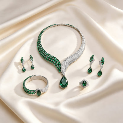 The Ophelia Crystal Parure — Flat Lay