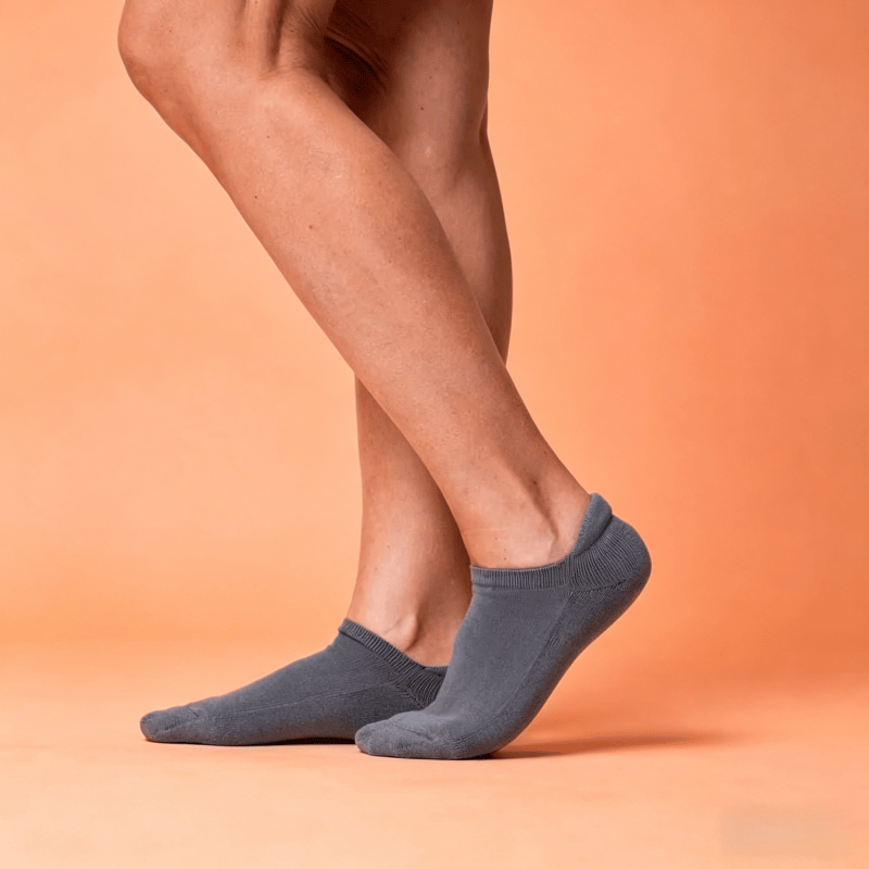 Solid gray low cut acupressure socks for nerve pain foot relief