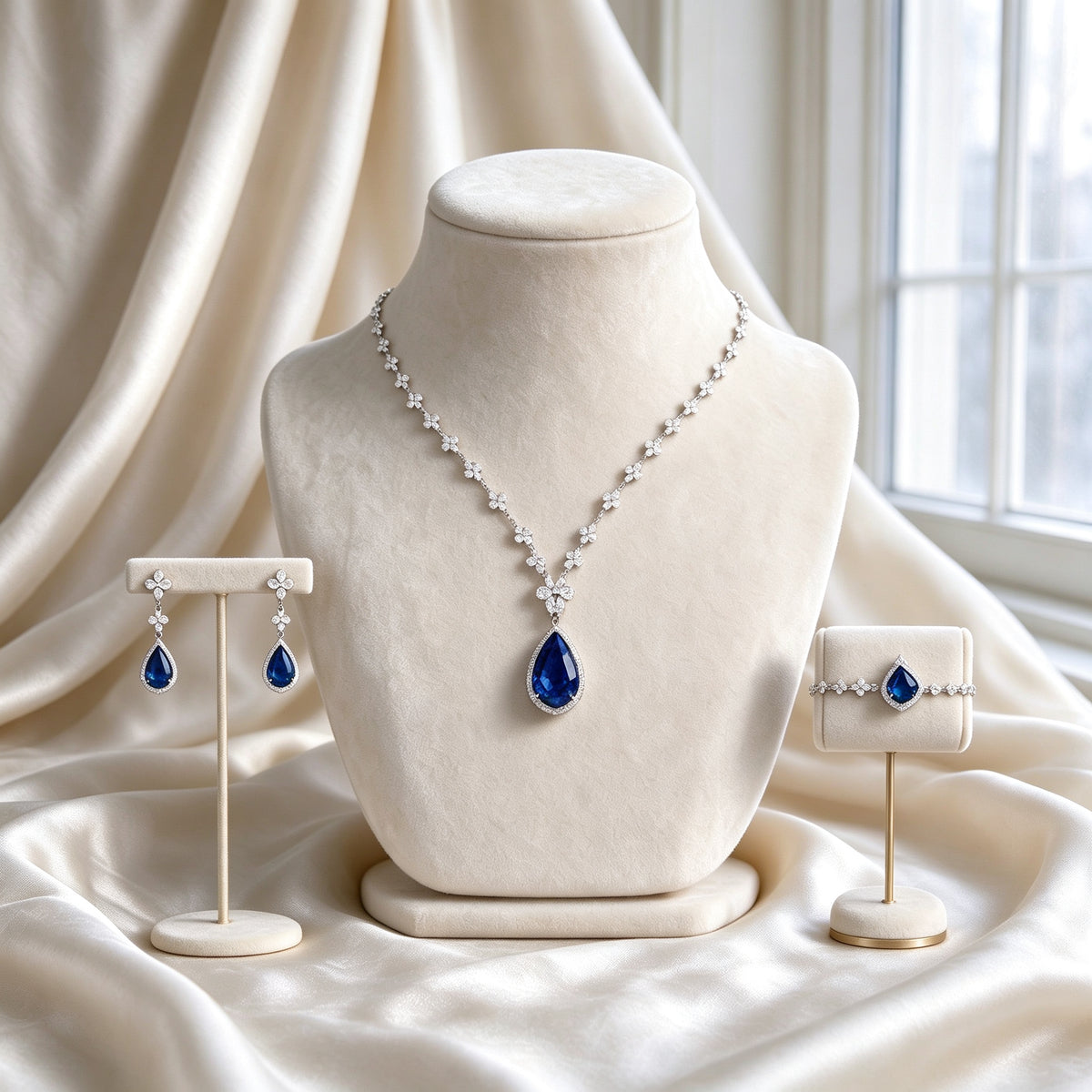 The Magnolia Crystal Parure — Color Variant Blue