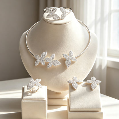 The Stella Bridal Set pavé CZ orchid choker on cream velvet bust stand
