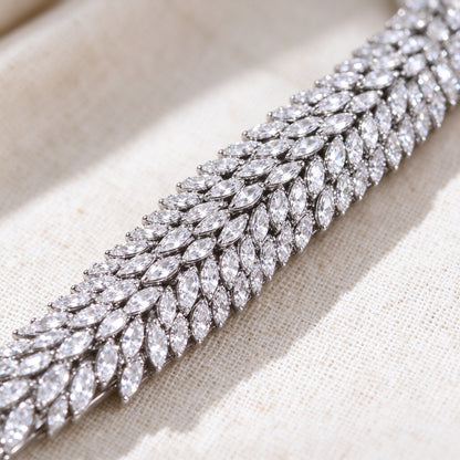 Macro of marquise-cut cubic zirconia pavé detail